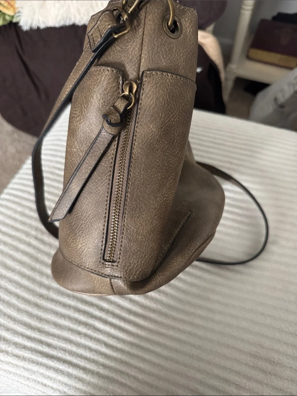 Steve Madden Brown Faux-Leather Hobo Bag